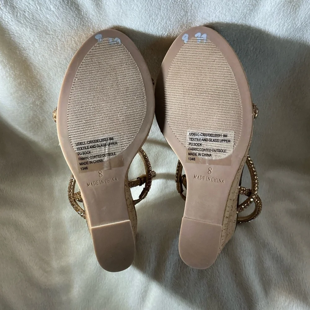 NEW Steve Madden “Udell” Gold Morgan Platform Wedge Sandals NWT - Picture 9 of 9